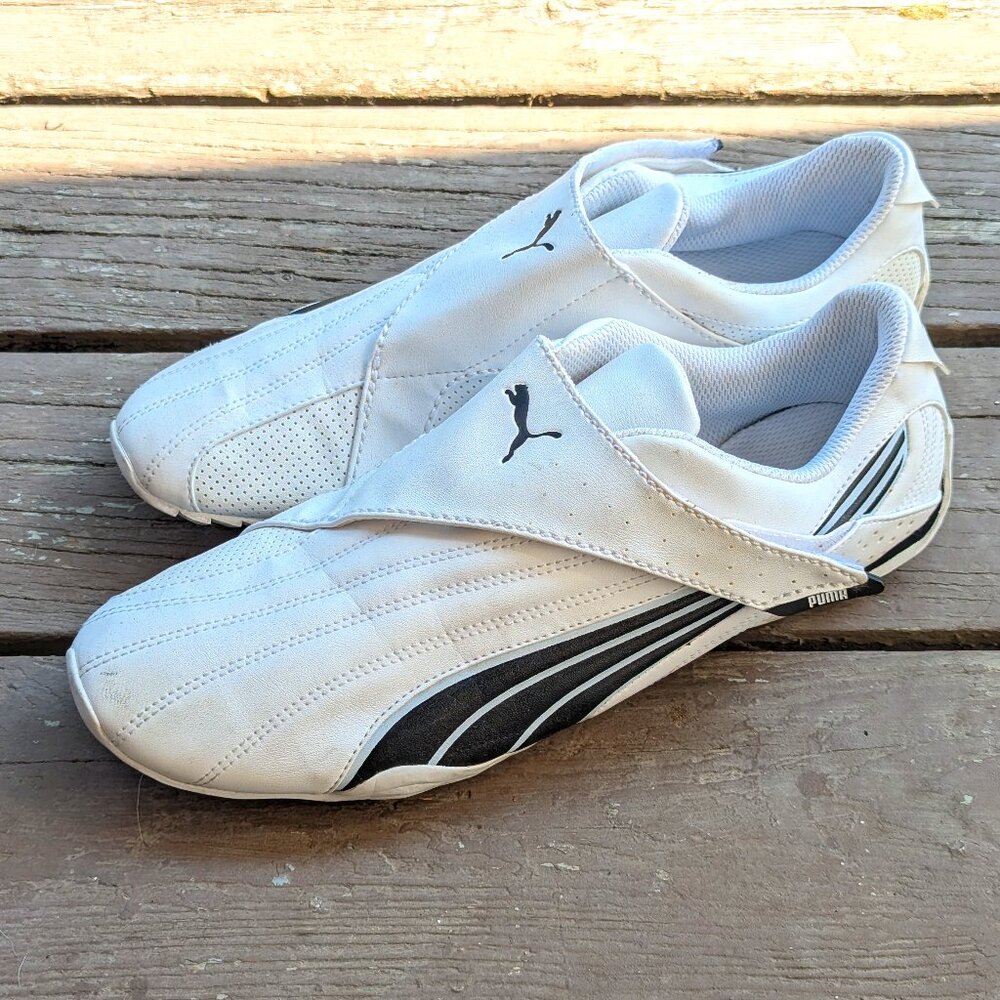 White PUMA Jiyu Slip on Velcro Sneakers shoes Mens US12 EU46 30CM